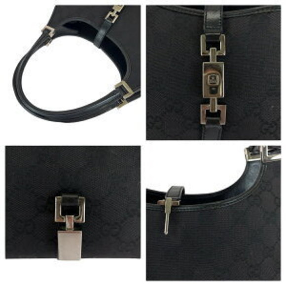 GUCCI Jackie Black GG Canvas Hobo Shoulder Bag - Picture 5 of 9